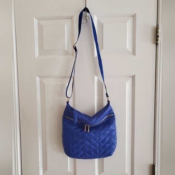 Dolce Vita Collection Blue & Gold Crossbody Puffer Bag | (Like New) - Picture 1 of 13